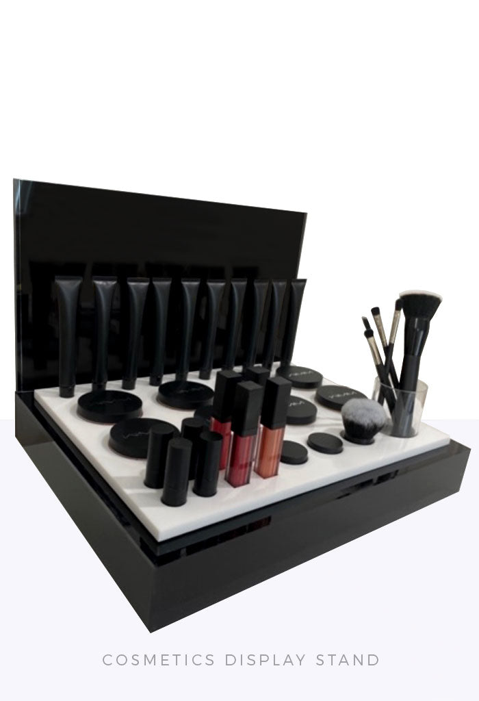 Black Acrylic Cosmetics Display Stand Wholesale Mineral Makeup